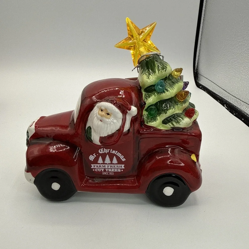 Mr Christmas Red Truck Farm Fresh Trees Set of 6 Lighted Tree‎ Top Holiday Decor
